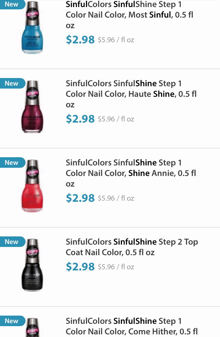 SinfulColors's tweet photo. #sinfulshine at @walmart.com! Free shipping on orders $50 and over. #nails #comehither #mostsinful #happy #yes! https://t.co/nFsiyOa5Ub