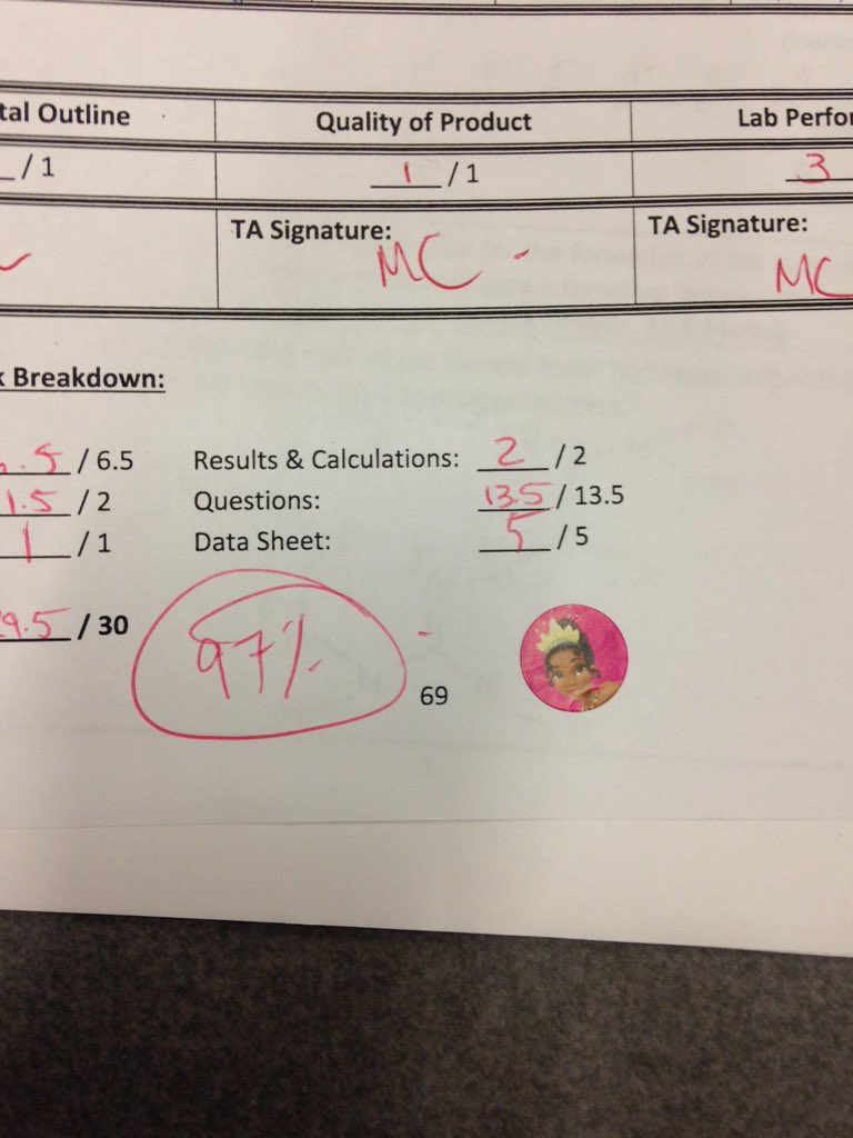 When you get a princess sticker on your university lab report #goals #scholar