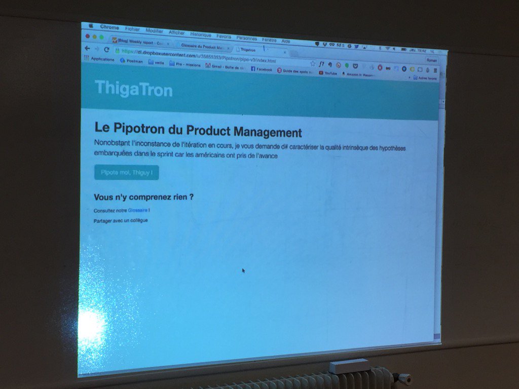hgeissmann's tweet photo. Débrief ce soir ! @romain_monclus nous présente son pipotron du Product Management !! Génial https://t.co/szwiihDmFS