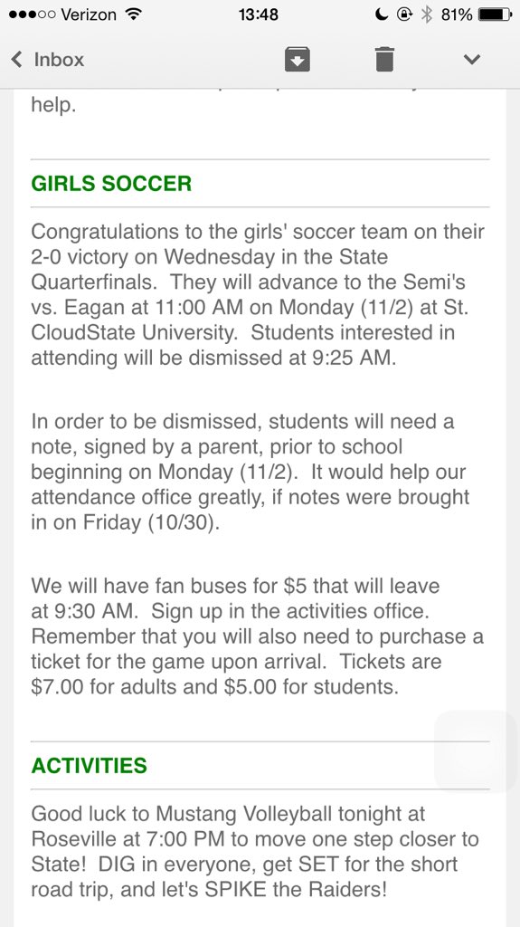 seniorstable's tweet photo. SUPPORT GIRLS SOCCER AT STATE SEMI FINALS! Important info about going to the game https://t.co/DiW3kUYWZf