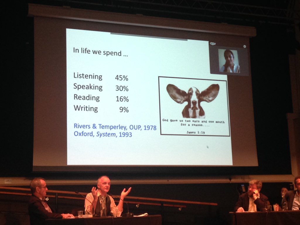 cultlang's tweet photo. #eltfuture @regentsuni Paul Seligson predicts, of the 4 skills, technology will get us to do less speaking in future https://t.co/NdcYaDviuR