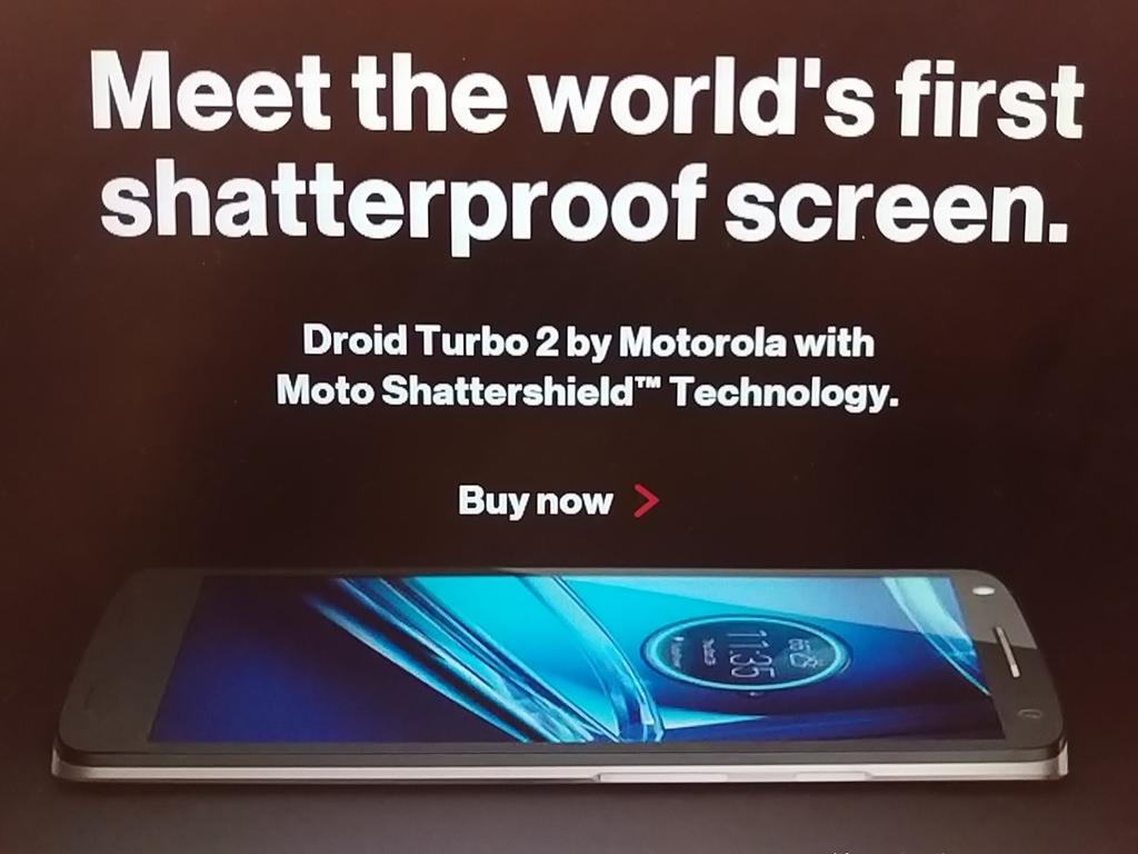 Ryan0swald's tweet photo. The world's 1st Shatterproof screen... Only for Verizon Wireless :)

#droid turbo2 #moto #Motorola #verizonstaff https://t.co/bFA5WUlmVg