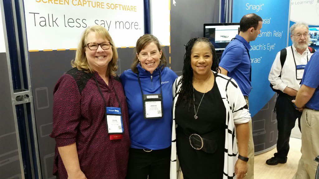 TexasWoman1's tweet photo. Hanging with Jo from Tech Smith. #Techsmith #educause2015 https://t.co/KlTflSC4Bs