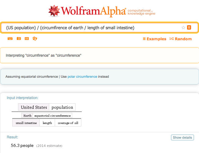 A #Halloween harvest of 1 in 56 Americans would stretch small intestines around the world.
wolfr.am/1P8epE0