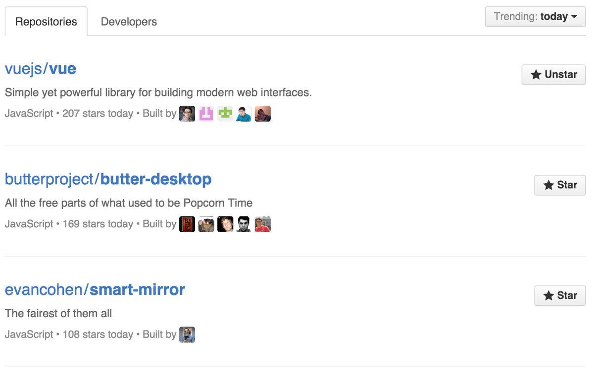 vuejs's tweet image. Vue.js is the top trending JavaScript project on GitHub again since its initial release 20 months ago :)