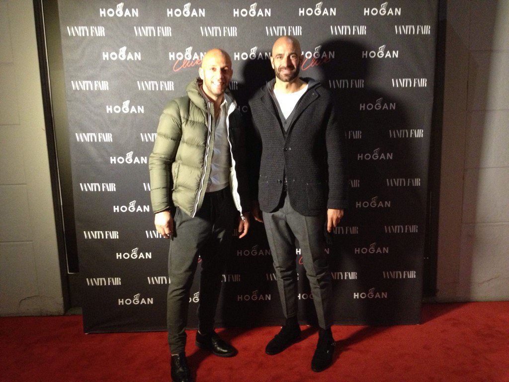 VanityFairIt's tweet photo. I calciatori @giorgio_76 e Giulio Migliaccio per #HoganClubbingAt alla boutique Dev di @HoganBrand #HoganClub https://t.co/ItvZTycb1V