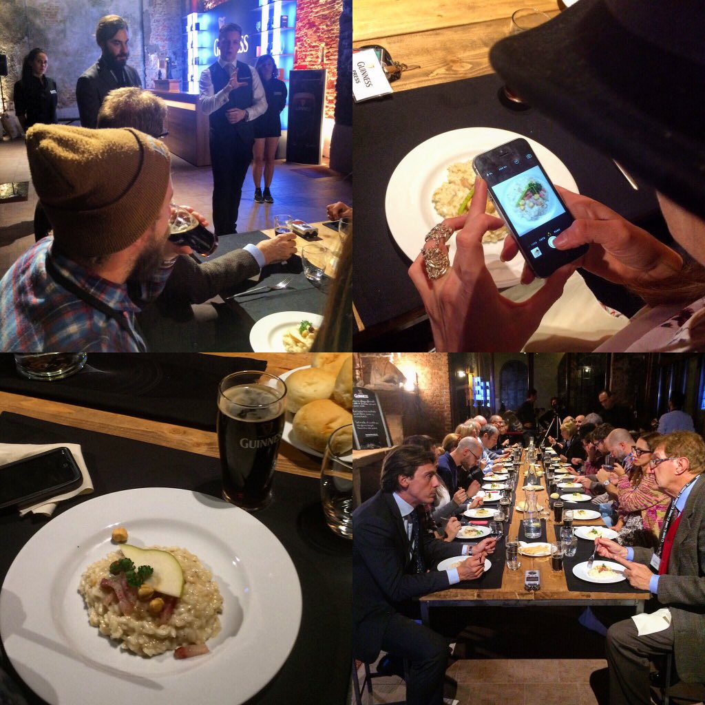 AskTheBrewer's tweet photo. Riso Vialone nano mantecato con pere kaiser bacon e nocciole tostate con la Guinness Original #thebrewerstory https://t.co/89ut5BGyFZ