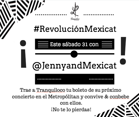 tranquiloco's tweet photo. Fiesta en #Tranquiloco este sábado 31 con @JennyandMexicat para poder entrar checa lo que necesitas ;) https://t.co/vpywl6ldT4