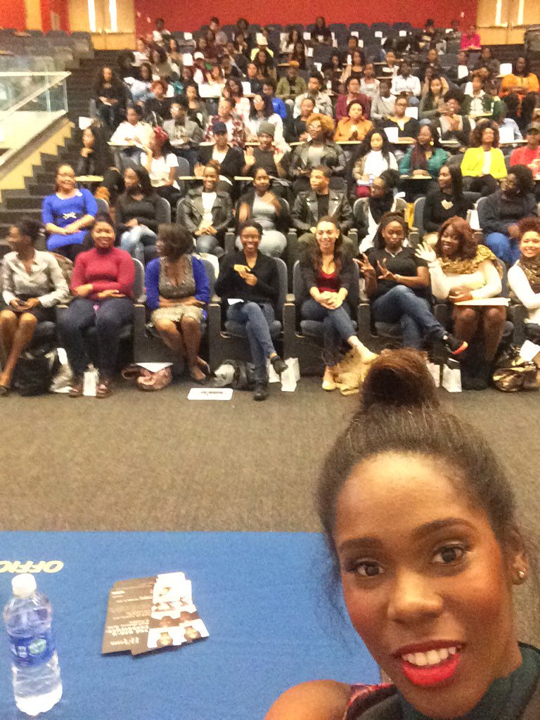 KimberlyGoldson's tweet photo. W students of #northcarolinaat sharing my journey - there were some tough moments but persevere #BetterMatters #HFRU https://t.co/DHWqsGOWPv
