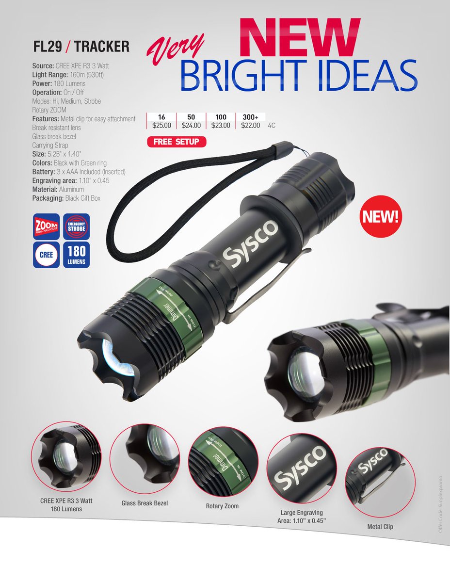 SimplexPromo's tweet image. FL29- Powerful light with 3 different settings. Glass breaker at the front its a great safety item. #promoproducts