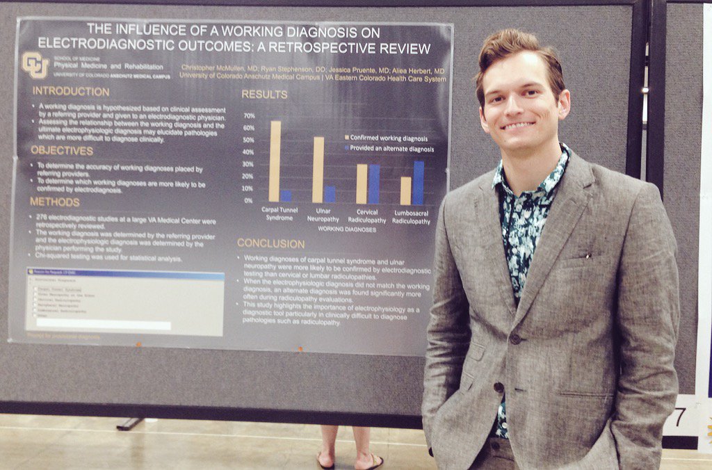 eymcmullen's tweet photo. .@cmcmull4 and his poster at #aanem! @CUPhysMed @AANEMorg https://t.co/mUrn3VNl1W
