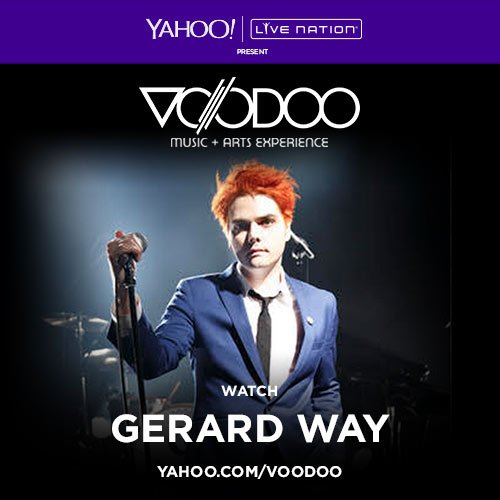 gerardway's tweet photo. You can catch my set at #Voodoo Fest on @YahooMusic LIVE tomorrow at 6:30PM ET! https://t.co/t6LkPHoZTF #YahooLive https://t.co/344MdnMcjJ