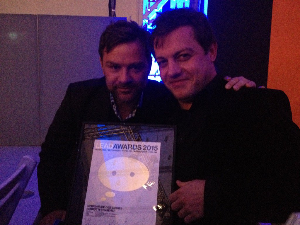 GeorgDahm's tweet photo. So sehen Sieger aus! Glückwunsch an @ftm_journalism zu #leadaward in Gold! https://t.co/Y7ldLXoCPO