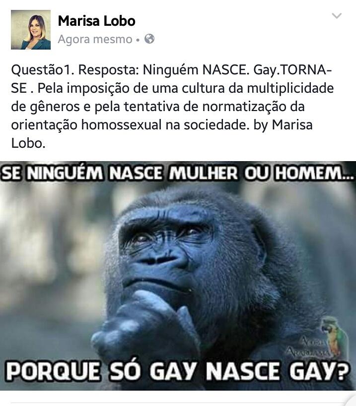 marisa_lobo's tweet photo. Ninguém nasce gay, Torna-se. https://t.co/sh4SXRu4gr