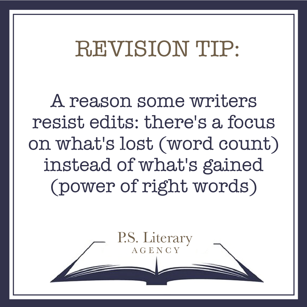 PSLiterary's tweet image. Focus on what is gained not what is lost. #revisiontip #amediting