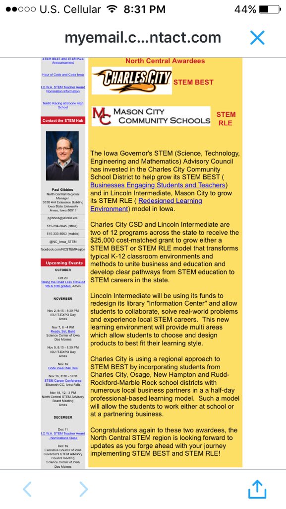 Great news for Lincoln! Awarded a $25,000 STEM Grant from Iowa Governor's STEM Advisory council. #LincolnSTEAM
