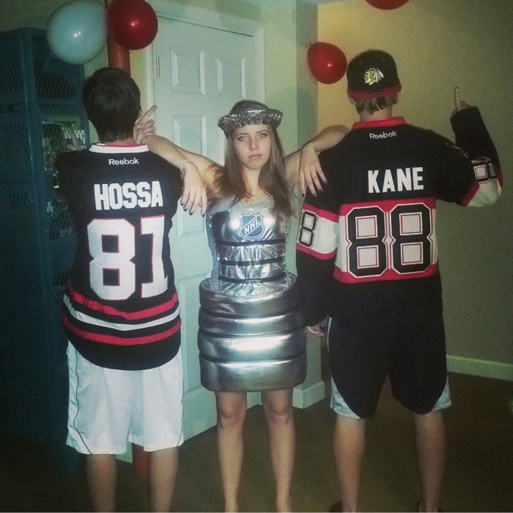 CourtneyHoven's tweet photo. Hossa, Kane and the Stanley cup rocked t hat Halloween party! #gohawks  #CSNHalloween https://t.co/KoIOngxJRw