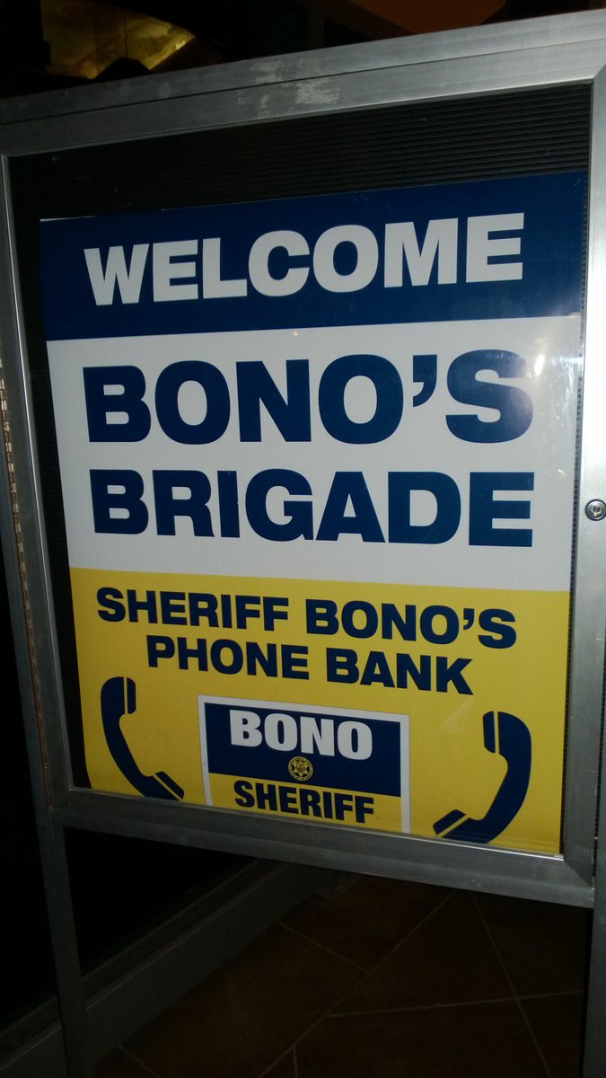 sheriffbono's tweet photo. Thanks to the volunteers who helped at my phone bank this evening - just under 5 more days to victory! https://t.co/tt96lpPGgG