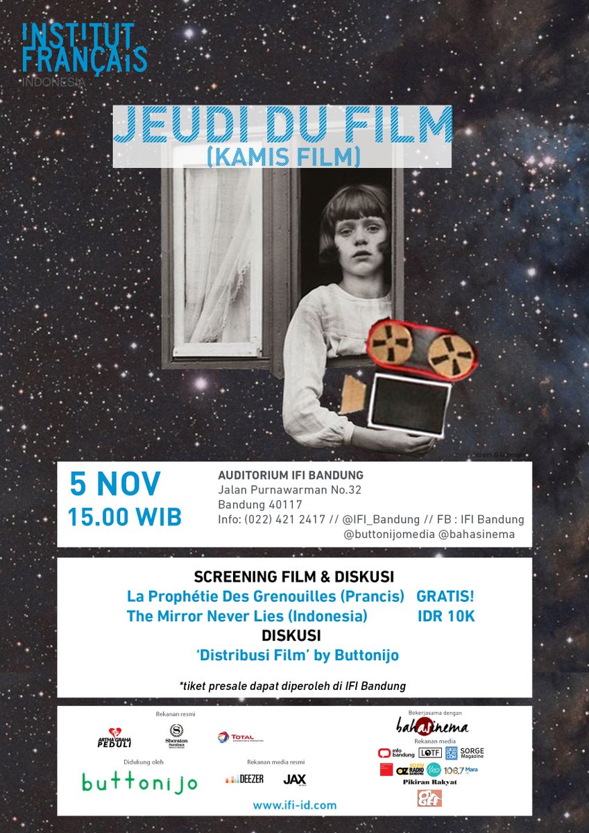 Jangan lewatkan! Pemutaran film La Prophetie Des Grenouilles &amp; The Mirror Never Lies @ IFI Bdg 5/11/15. @LFM_ITB