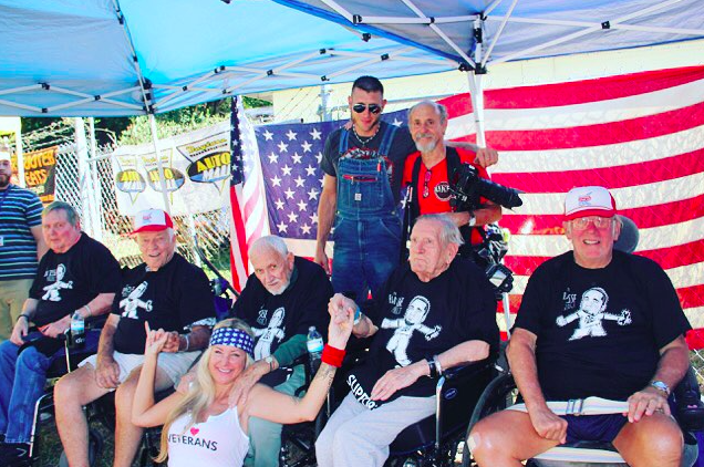 Helped #Veterans bust out of the nursing home for the day! Bike show babes &amp; beers! @theflatjesseproject #FlatJesse