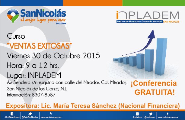 Te invitamos al curso "Ventas Exitosas" este Viernes 30 de Octubre en el <a href="/inpladem/">INPLADEM</a> ¡Es Gratuito! <a href="/GobSanNicolas/">Gobierno de San Nicolás</a>
