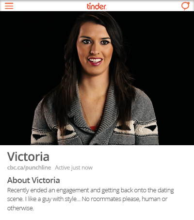 CBCComedy's tweet photo. Meet Victoria. https://t.co/J1zo92JxWs @daniellewatling @scottcavalheiro @Crugland @vafsearle #truedates https://t.co/UjqDbtgFxP