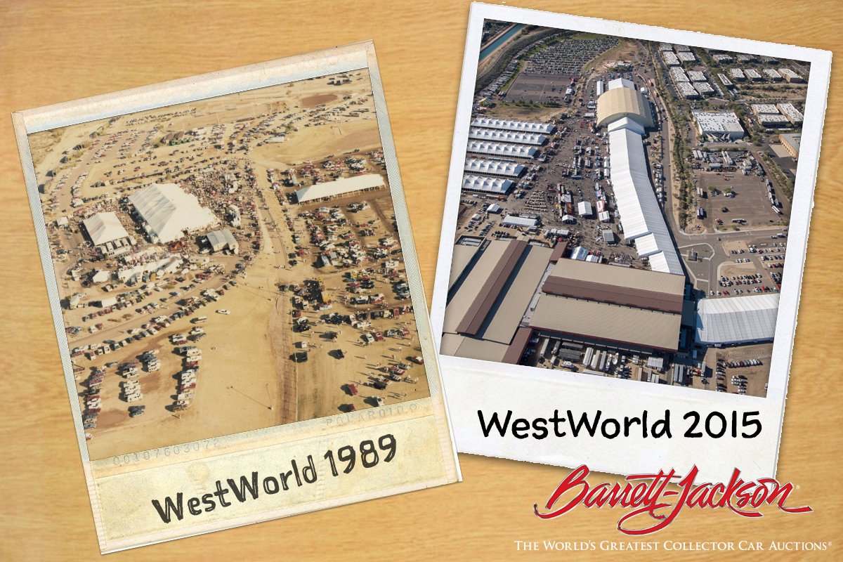 Barrett_Jackson's tweet photo. Since 1989, the #BarrettJackson Scottsdale Auction has been held at @WestWorldAZ. #TBT https://t.co/GmBsr28an4 https://t.co/U4wgOaskDT
