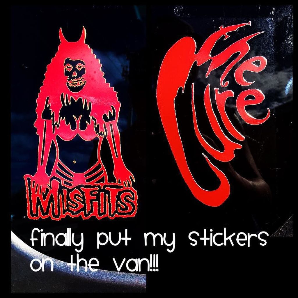 JohnMischief's tweet photo. My van finally feels like home. #misfits #thecure #stickers #repyourshit https://t.co/1FgBqdoo0S https://t.co/S3ey3zekdy