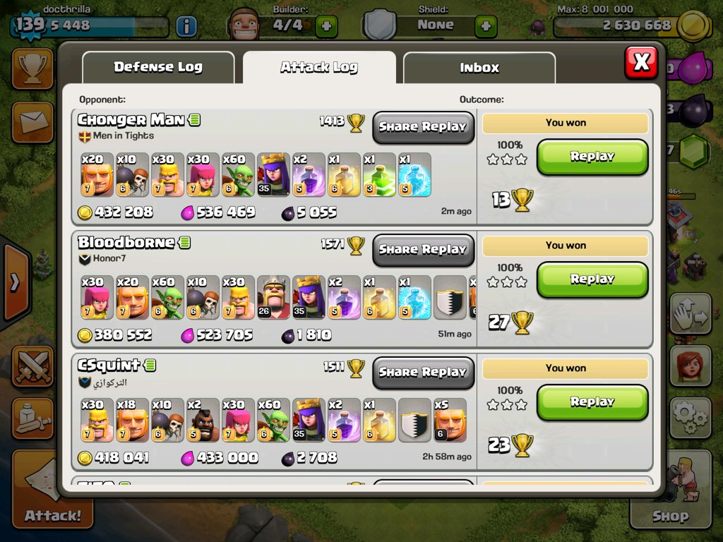 TOGnTHRILLA's tweet photo. Loot has been unreal today! #loveCoC #Ca$hOut #ClashOfClans #gimmemore https://t.co/lzBtoAfV81