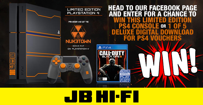 JBHiFi's tweet photo. WIN a Limited Edition Call of Duty: Black Ops 3 PS4 Console @JBHiFi! Enter here on FB now: https://t.co/Gq5CHNKlxY https://t.co/HEuQpUMP0U