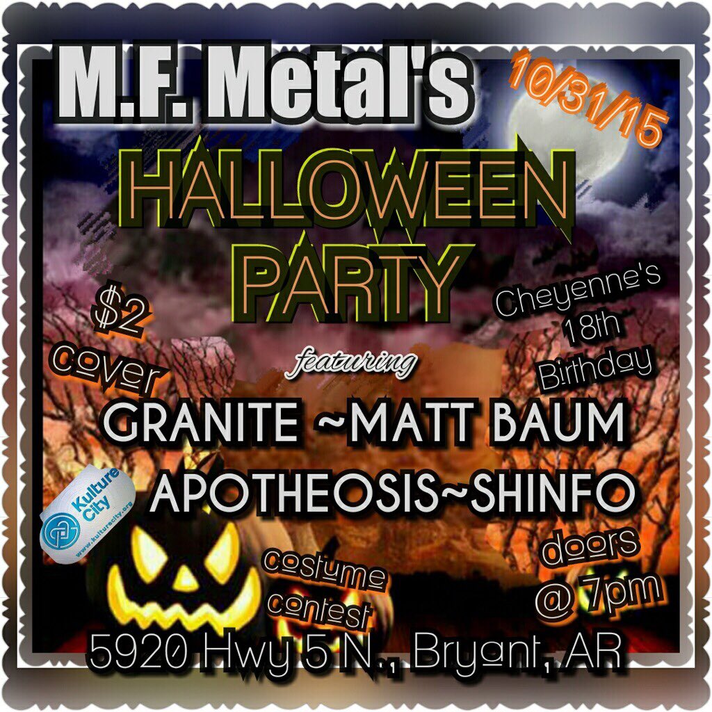 ShinfoTheBand's tweet photo. Playing a 2$ show this Saturday night so all you party animals with no plans come bang your fucking head. #Halloween https://t.co/CQoxGYmGrD