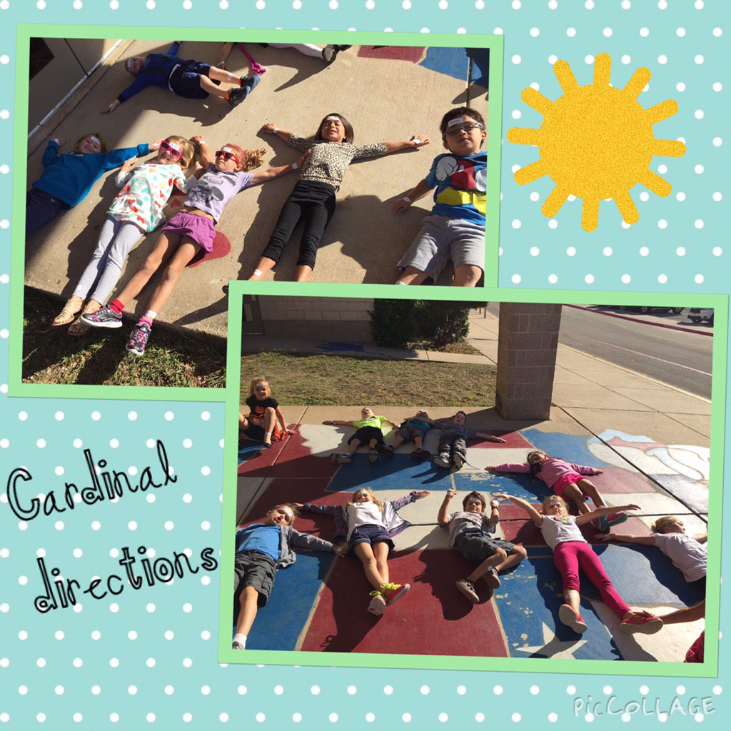 Cotton1st's tweet photo. Cardinal directions come to life in first grade! @ibpyp_mason #get2ccm https://t.co/esR8B9TyDP