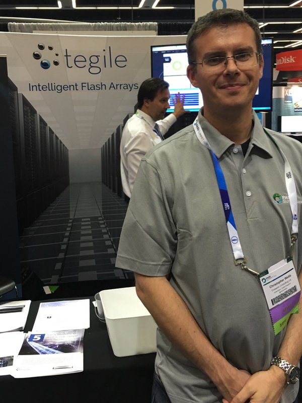 Tegile's tweet image. Great @Technitrain -- Thanks for stopping by the booth to visit with @eve_vr6 and @Tegile Team at #summit15! #SQLMVP