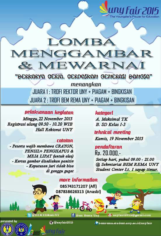 1. Lomba Menggambar dan Mewarnai|| 22 Nov'15|| 20k cc @BEMREMAUNY #jogjastudent #infojogja