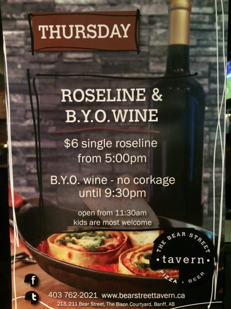 It's Roseline &amp; BYO Wine Thursday! If you're a #Banff local you may remember the roseline from Giorgio's, so good!