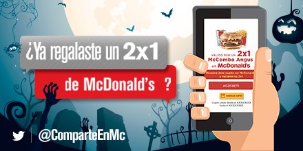 ComparteEnMc's tweet photo. *Comparte un 2x1* de McDonald's y Coca-Cola con tus amigos este fin de semana de Halloween con #ComparteEnMc :) https://t.co/8XAxW9csHw