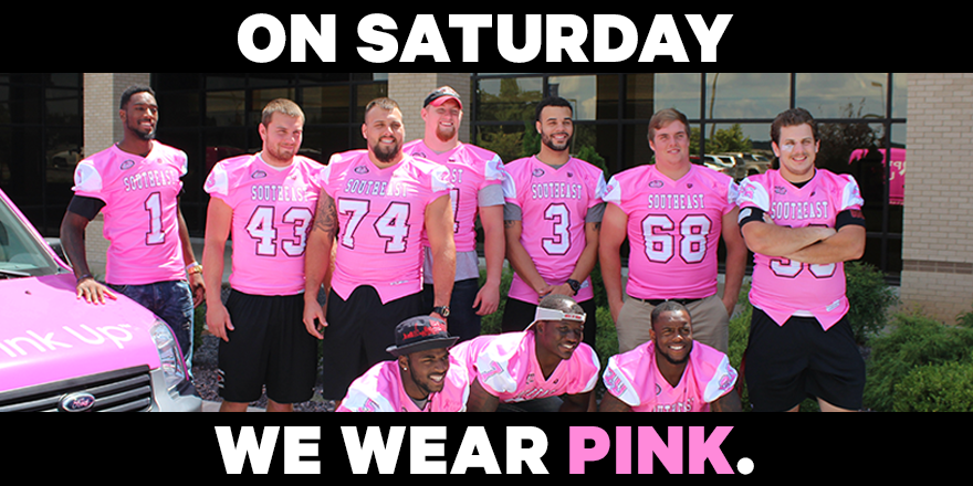SEMissouriState's tweet photo. Join the Redhawks for a special PINK UP football game on Sat. Oct. 31. #wearpink #PinkUpCape https://t.co/FxA8URypIN https://t.co/jP4mhiILcX