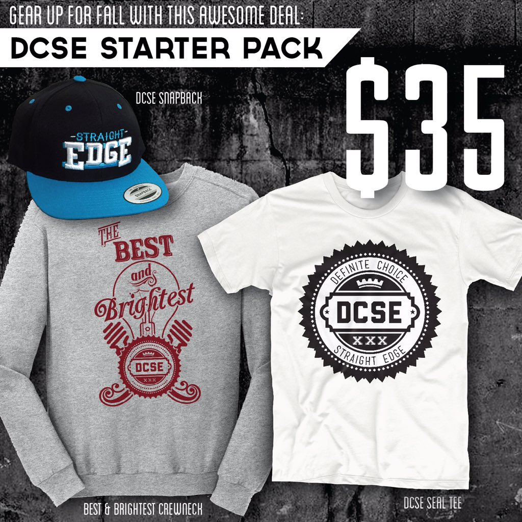 Definitexchoice's tweet photo. 35 dollars for a crewneck, hat and tee. Can't beat it. https://t.co/LTfNnVwhdE #straightedge https://t.co/UPv8pMQNHe