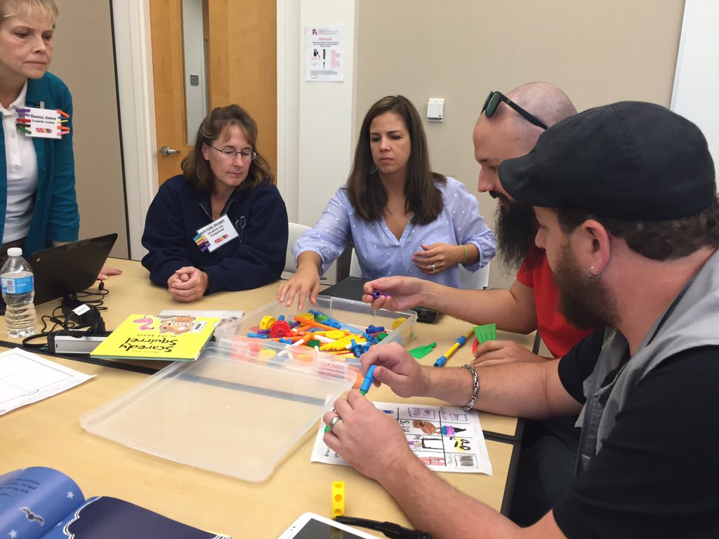 sarahwcardwell's tweet photo. Awesome to see folks playing during our #makerspace session @FridayInstitute #CDLi2015 @w_londonm https://t.co/RUN366IJCU