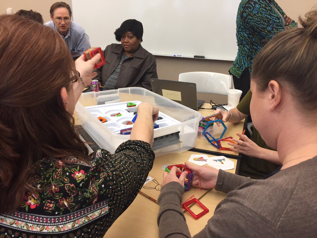 sarahwcardwell's tweet photo. Awesome to see folks playing during our #makerspace session @FridayInstitute #CDLi2015 @w_londonm https://t.co/RUN366IJCU