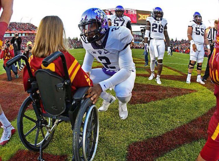 Stadium's tweet photo. TCU donor flew Iowa State fan Abby Faber to #WVUvsTCU to watch her new fav player Trevone Boykin (h/t @noah_bullard) https://t.co/yV7Nuh6KBM