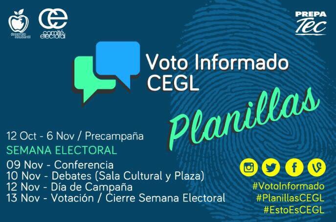 CE_egl's tweet photo. Próximamente la semana electoral #EstoEsCEGL #PlanillasCEGL #VotoInformado https://t.co/C92NabJIDH