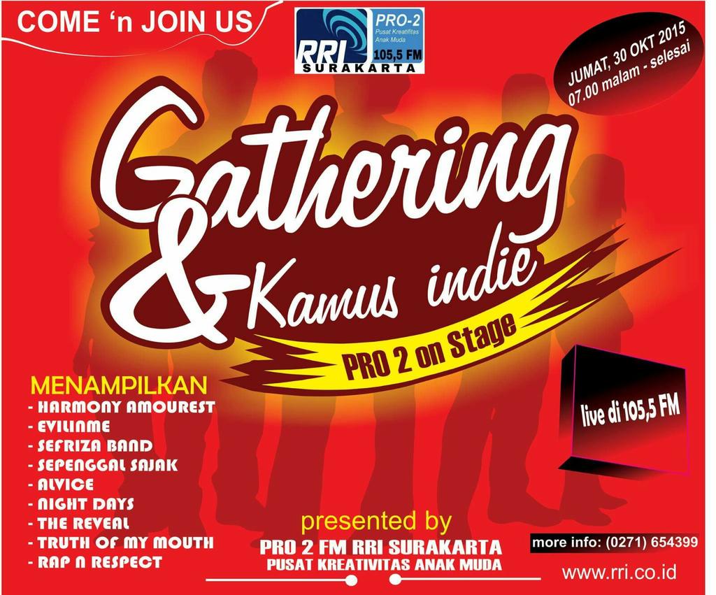 Heyhooo ntar malem kita bakalan perform &amp; live on air nih di PRO-2 105.5 RRI Solo, acara mulai jam 7 malem