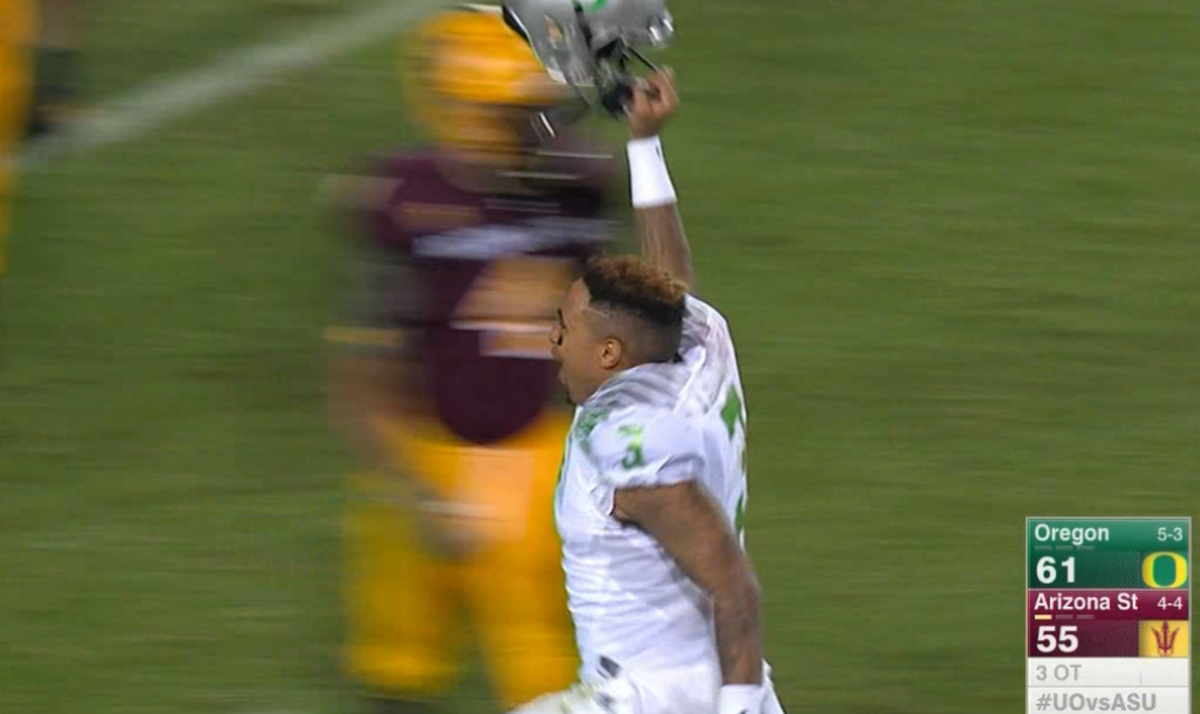 SportsCenter's tweet photo. PICKED OFF!!!

DUCKS WIN IN 3 OT!! https://t.co/bQyJBrOTVT
