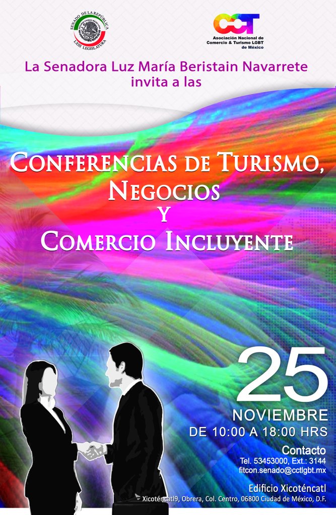 ancoturlgbtmx's tweet photo. @AMAVNACIONAL @CANACOMexico  @Concanaco los invitamos a ser parte del Ciclo de Conferencias #CANCOTURLGBTMX https://t.co/MfflFVO9Xx
