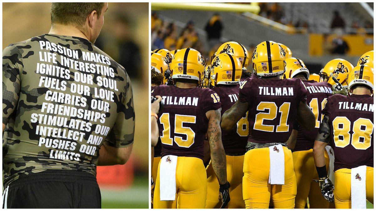 SportsCenter on X: Every player on Arizona State is wearing Pat Tillman  jerseys tonight and wore warmups with a Tillman quote.   / X