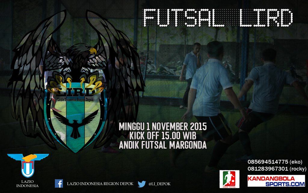 Event LIRD : #Futsal Minggu 1 November 2015 kick off 15.00 wib andik futsal margonda #Noketiduran #Nongaret #NoPhp