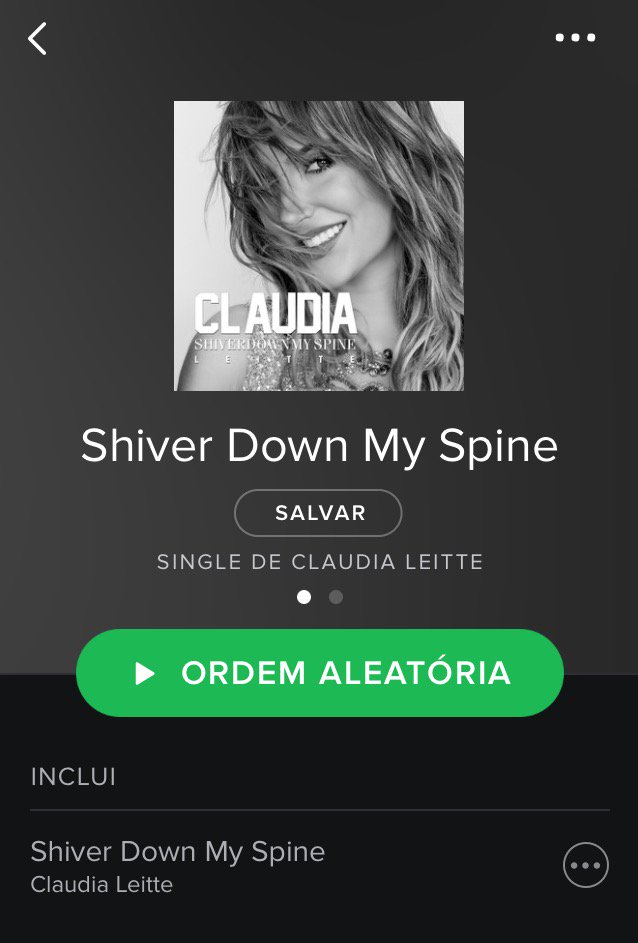 ahlob_'s tweet photo. Shiver Down My Spine liberado no Spotify e no iTunes! @ClaudiaLeitte 👏🏼❤️😍 https://t.co/hGcGf7sLdf