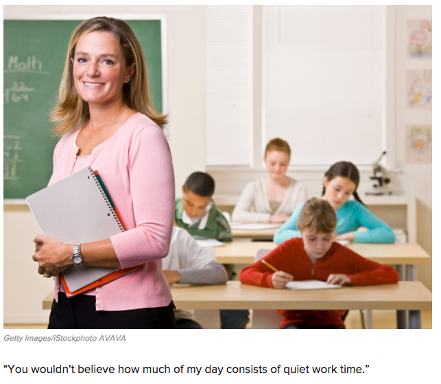 WeAreTeachers's tweet photo. "You wouldn't believe how much of my day consists of quiet work time." #sarcasm #teaching  https://t.co/16bdYWM8BE https://t.co/lq3ATQJtOt