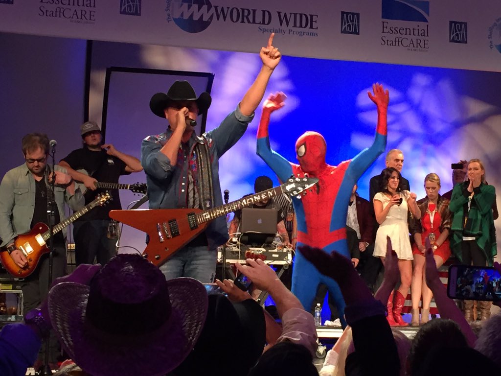 C3Workforce's tweet photo. @bigandrich #StaffingWorld SPIDER-MAN excited about washing his hands! https://t.co/l9vEbWA8ze